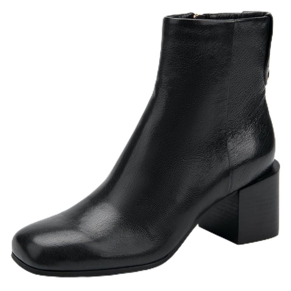 AEROSOLES WOMEN'S ORTONA ANKLE BOOT, BLACK LEATHER, 8.5M